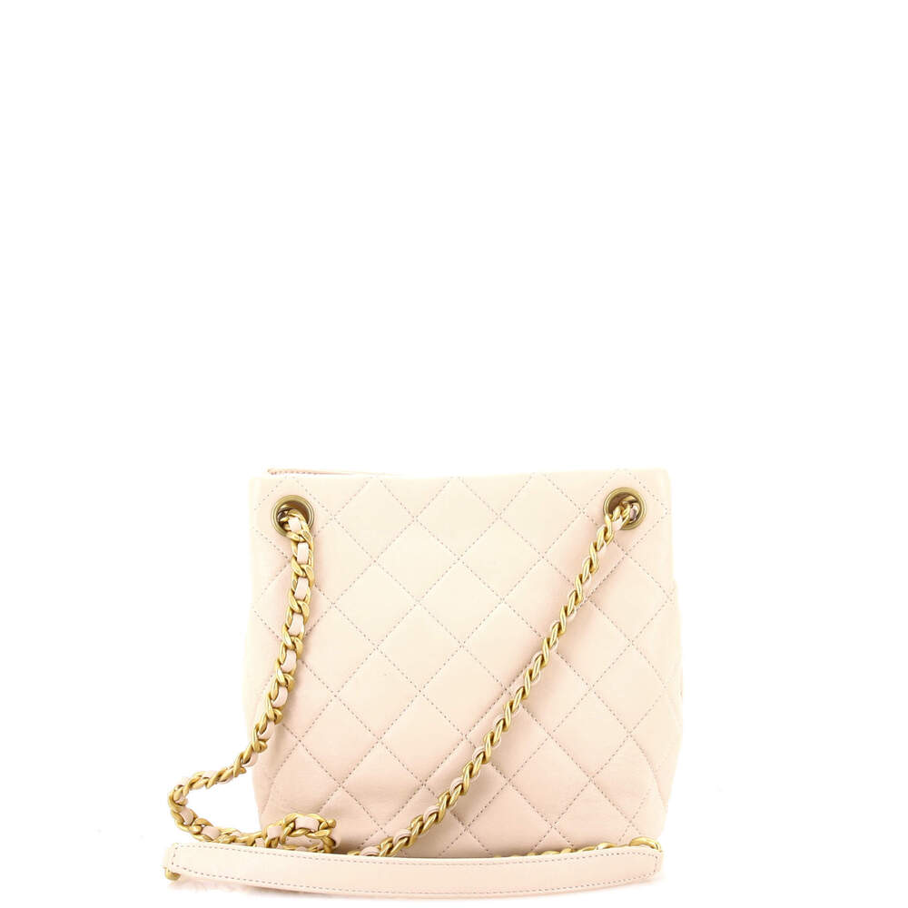 Chanel Logo Letters Drawstring Chain Bucket Bag - Picture 3 of 5